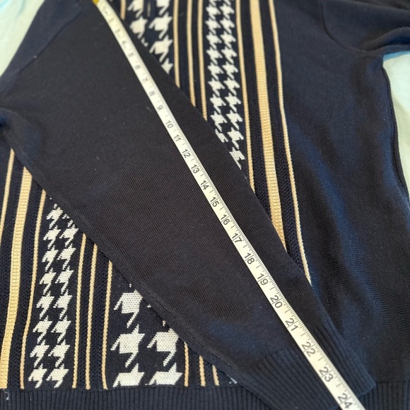 Stacy Adams Men’s XL Full Zip Large Hounds Tooth Mock Collar Preppy Sweater. - Picture 5 of 13